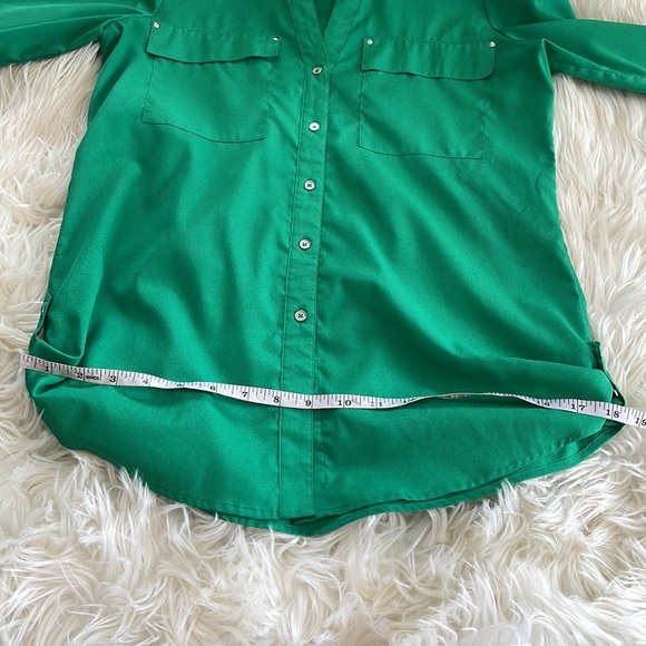 Calvin Klein green button front button up collared st Patrick’s day blouse sz XS - Picture 15 of 17